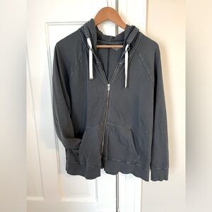 Athleta Hooded Zip-up Sweatshirt, Size XL, faded black color.